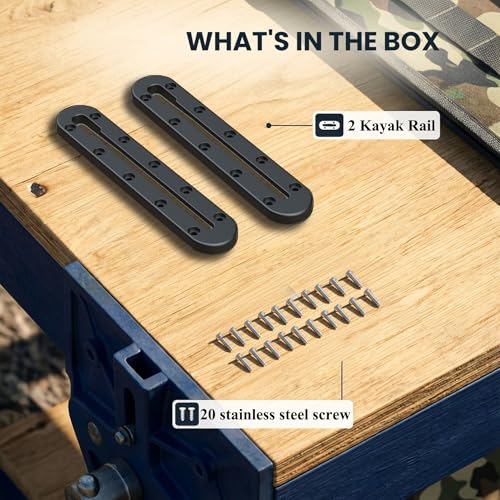 Kayak Track Rail - Low Profile Design for Fishing Rod,Cup Holders and Paddle Holders | High-Strength Nylon & Stainless Steel 304 | Kayak Accessories Mount Track & Rail System for Kayak - style: 9inch,2pcs