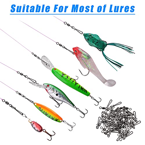 AGOOL Fishing Swivels Snaps Fishing Quick Clips, 60/200pcs Rolling Barrel Swivels with Quick Clips Snaps Swivels High Strength Speed Clips Connector Freshwater Saltwater Fishing Tackle - color: 4#-60pcs
