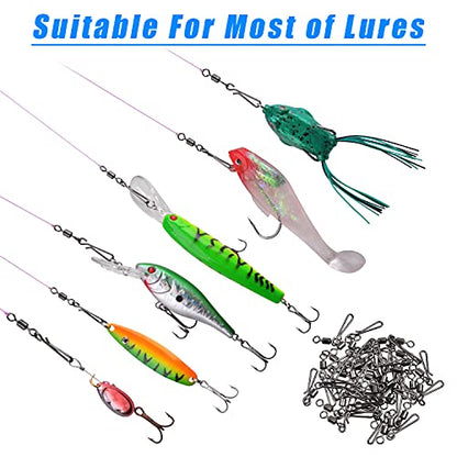 AGOOL Fishing Swivels Snaps Fishing Quick Clips, 60/200pcs Rolling Barrel Swivels with Quick Clips Snaps Swivels High Strength Speed Clips Connector Freshwater Saltwater Fishing Tackle - color: 4#-60pcs
