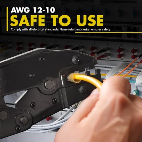 Jeemiter 300PCS Heat Shrink Bullet Connectors - 12-10 AWG Male & Female Electrical Terminals Kit - Waterproof Butt Connectors for Automotive, Marine, Battery & Wiring in Dual-Neck Bottle (Yellow) - size: AWG12-10