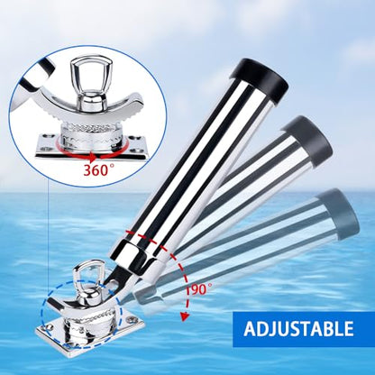 Made Set of 2 Fishing Rod Holder, 316 Stainless Steel Adjustable Fishing Pole Holder, Marine Deck Mount Trolling Rod Holder for Boat Ship Yacht - style: Style A-4177
