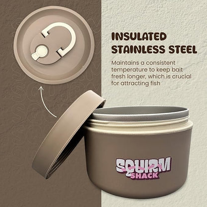 Insulated Live Bait Storage - Stainless Steel, Compact, Durable, Keeps Bait Fresh and Alive (Small) - size: Small