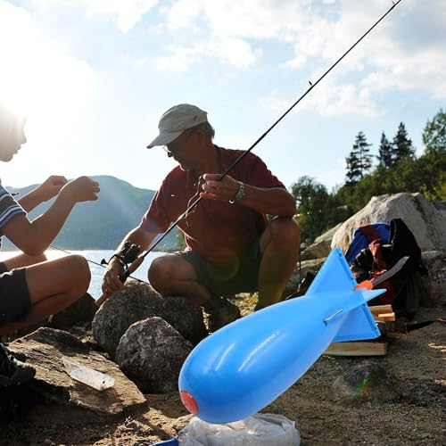 Fishing Bait Feeder | Carp Fishsing Feeder with Rocket Shape | Spod Bombs | Float Lure Bait Holder Container, Spomb Pellet Feeders for Fishing Accessories - color: Blue
