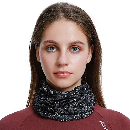 Venswell Neck Gaiter Face Mask Men Women,Seamless Bandana Rave Face Cover Scarf Mask,Balaclava,Headband, Head Wrap,Headwear - color: A-black Series 2