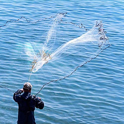 Yeahmart American Saltwater Fishing Cast Net for Bait Trap Fish 3ft/4ft/5ft/6ft/7ft/8ft/9ft/10ft Radius Casting Nets with Heavy Duty Real Zinc Sinker Weights, 3/8inch Mesh Size - style: 8ft Radius
