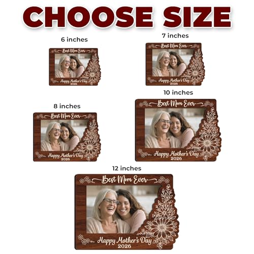 Personalized Picture Wooden Floral Frame for Mother's Day, Custom Photo Plaque with Quote & Title, Best Mom Ever Gifts, Sentimental Gifts for Mom, Nana, Grandma, Rustic Family Picture Frame - color: 0. Mom-01