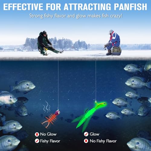 Dovesun Ice Fishing Jigs Kit Ice Fishing Lures Glow in The Dark Fishing Gear Lures 20-93Pcs Jig Head with Tackle Box for Panfish Walleye Crappie Perch Bluegil Trout - color: 87pcs