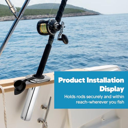 Amagogo Boat Fishing Rod Holder, Black Plastic, Fishing Rod Holders, Rod Holder, Fishing, Middle height: 19.5cm/7.68inch, Outer diameter: 4.84cm/1.91inch, Inner diameter: 4.2cm/1.65inch