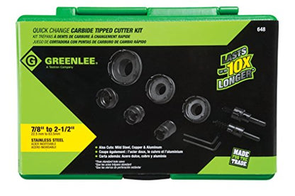 Greenlee - Carbide Cutter, Qck Chnge, 8Pc, Hole Making (648) - size: 9-Piece