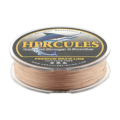 HERCULES Braided Fishing Line, Not Fade, 109-2187 Yards PE Lines, 4 Strands Multifilament Fish line, 6lb - 100lb Test for Saltwater and Freshwater, Abrasion Resistant - color: Brown, size: 10lb (4.5kg)-0.12mm-547Yds (500m)-4S