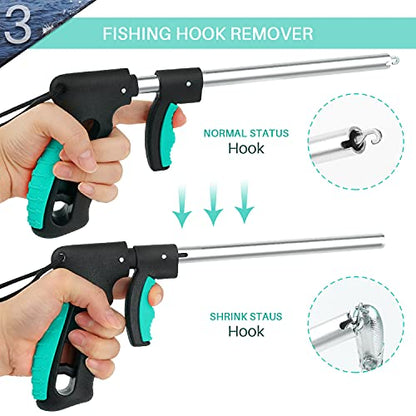 mouhike Fishing Tool Kit Fishing Pliers, Fish Lip Gripper, Fishing Hook Remover, Handheld Digital Fishing Scale, Ice Fly Fish Pliers Fishing Gear Accessories Fishermen Gift (Battery Not Included) - color: Brightgreen+black, style: 3pcs_Tools