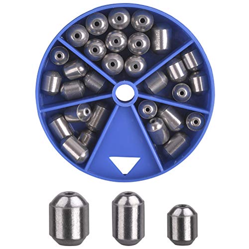 Iron Fishing Egg Sinker Weights 30pcs Fishing Sinkers and Weights Assortment Drop Bass Casting Sinker Weights with Fishing Tackle Box Kit for Saltwater Freshwater