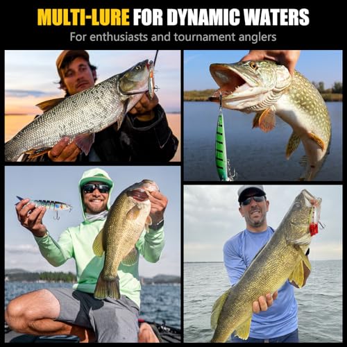 THKFISH Fishing Lures Kit with Multi Jointed Swimbaits Surface Popper Crankbaits Pencil Minnow Frog, 28pcs Topwater Trout Bass Fishing Tackle Fathers Day Fishing Gifts for Men Dad
