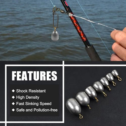 Fishing Weights Sinkers Kit Assorted Bass Casting Weights Iron Fishing Weights Water Drop Bell Sinkers Catfish Weights Sinkers for Saltwater Freshwater Fishing - style: 35pcs