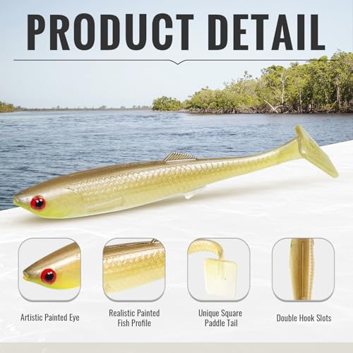 TRUSCEND Shadtale Easy Catch Soft Fishing Lures, Unique Vibration and Action for Various Rigs, Paddle Tail Swimbaits Trailer for Bass, Trout, Crappie, Walleye, Redfish, Saltwater & Freshwater Fishing - color: H4-2.5",0.08oz,12pcs