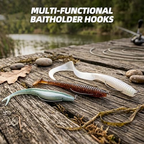 30PCS Drop Shot Offset Worm Hooks - High Carbon Steel Crank Hooks for Bass Fishing, Fits Palomar Knot & All Soft Plastics, Multi-Rig Weedless Fishing Hooks - size: Mixed Size