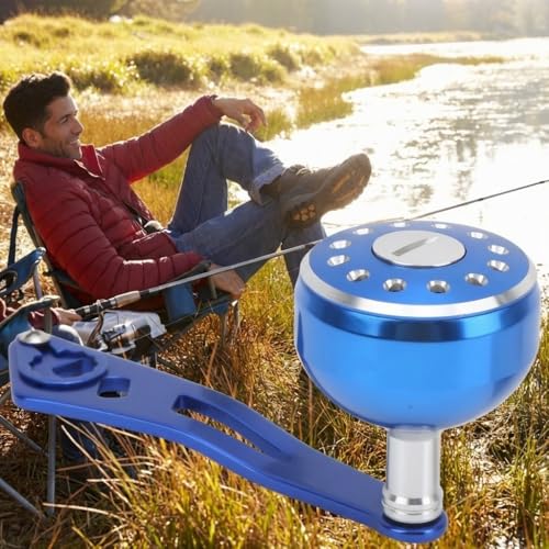 Baitcasting Reel Handle Replacement Parts, Aluminum Alloy Fishing Reel Rocker Arm with 8x5mm Mounting Hole, Lightweight Handle Grip for Baitcasting Reel Repair - color: Blue