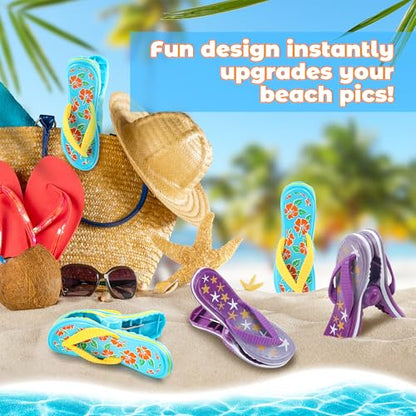 Creative Beach Towel Clip, Slippers Towel Clip, Travel/Pool Lounge Chair Essential, Oversized Cute Drying Clothes Clip（4 Pack） - style: Slippers