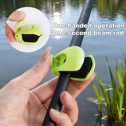 Fishing Rod Holder Clip with EPDM Non-Slip Strap, Portable Pole Tie and Wrap Organizer for Spinning, Casting and Telescopic Rods, Protective Rod Band for Travel and Storage