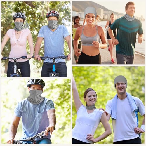 Geyoga Summer UV Protection Cooling Neck Gaiter | Sunscreen Breathable Face Scarf Bandana Mask Neck Gaiter for Outdoor Fishing Hiking Camping - color: Dark Grey