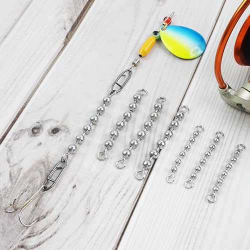OROOTL Fishing Bead Chain Swivels, 20/40pcs Fishing Swivels Stainless Steel High Speed Trolling Swivels Catfish Swivel Fishing Balls Chain Swivels Fishing Tackle for Freshwater Saltwater - style: 1/8"(3.2mm)-40pcs