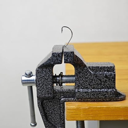 Mini Bench Vise and Fishing Hook Sharpener, Small Jeweler Table Clamp Small Hobby Bench Vice, Craft Repair Tool Portable Table Vise for Woodworking, Drilling, Metalworking, and Sawing
