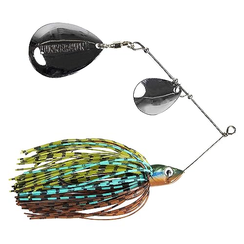 Lunkerhunt Spinner Baits for Bass Fishing with Skirt Jig | Double Willow Leaf Metal Blade Spinning Fishing Lure Bait Emits High Vibration Attracts and Cast Big Fish | Effective Swim Bass Jigs Plastic - color: Cabbage
