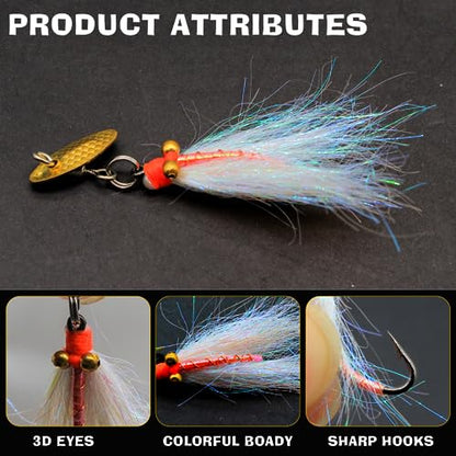 Fly Fishing Poppers Fly Fishing Dry Flies Topwater Fishing Lures Bass Popper Flies Bugs Lures Panfish Bait Fly Trout Bobber Flies Kit for Bass Trout Panfish Bluegill Salmon - color: D: 6pcs Fly Fishing Lures