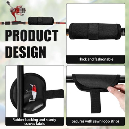 8 Pack Fishing Lure Covers，Lure Wraps for Fishing Rod，Fishing Hook Bait Covers - color: black