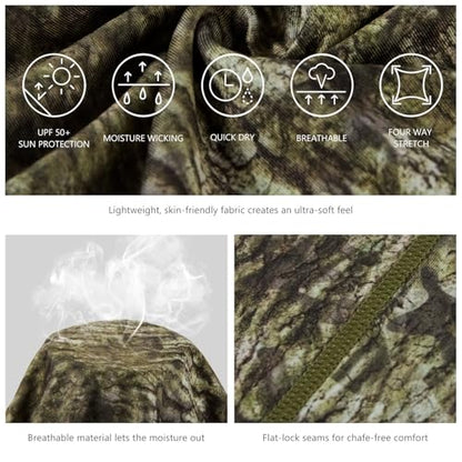 BASSDASH UPF 50+ UV Sun Protection Neck Gaiter Fishing Mask Hunting Kayaking Hiking Cycling Ski Sports - color: Moss Wood