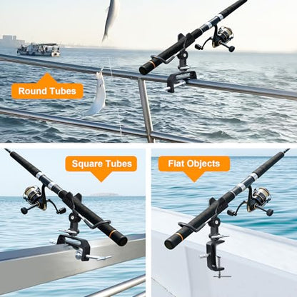 1/2 Pack Fishing Rod Holders for Boat, 360 Degree Adjustable Fishing Rod Holder with Enlarge Clamp, Aluminum Alloy, Suitable for Round /Square Tubular Hulls. - color: Fishing Rod Holder-1pack