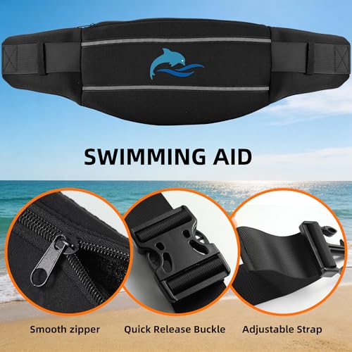 SIXRARI Adult Flotation Swim Belt, Adjustable 3-Section Buoyancy Belt with Reflective Strips for Water Aerobics, Aqua Jogging, Pool Exercise, Swimming Training & Low-Impact Workout - size: Medium