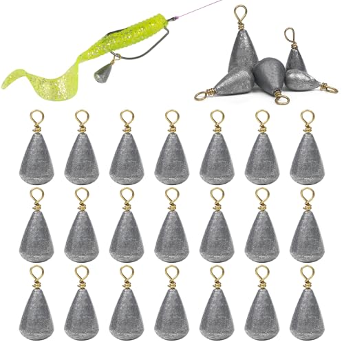 Fishing Weight Sinkers Bass Casting Weights Bell Sinkers Catfish Drop Shot Weight with Brass Ring Assorted Sizes Pear Sinker Weights for Ocean Saltwater Surf Bass Fishing - size: 3/8oz-20pcs