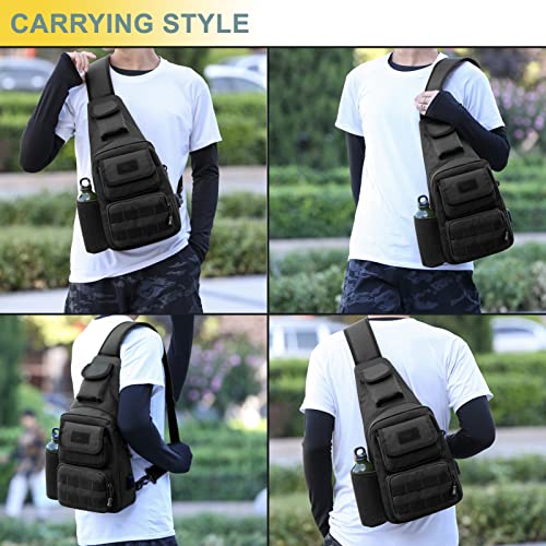 Tactical Shoulder Bag - 1000D Molle Military Backpack Outdoor Daypack Chest Pack (Green) - color: Green