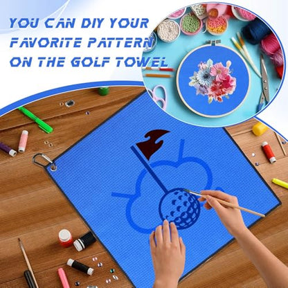 Batiyeer 12 Pcs Golf Towel Bulk for Golf Bags Microfiber Fabric Towel with Clip Waffle Pattern, Fitness, Camping, Hiking, Yoga - color: Blue