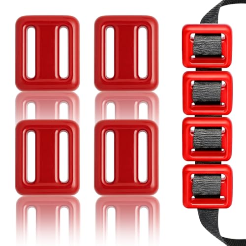 4 Pcs Scuba Weight Belt,Diving Weight Belt with Metal Block Buckle Coated Dive Weights Nylon Dive Belt Suitable for Free Diving - color: Red, size: 1.1lb