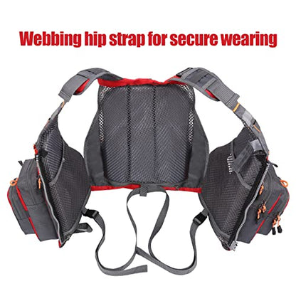 Lixada Fly Fishing Vest Fishing Jacket Breathable Polyester Mesh Design Fishing Vest - color: Red