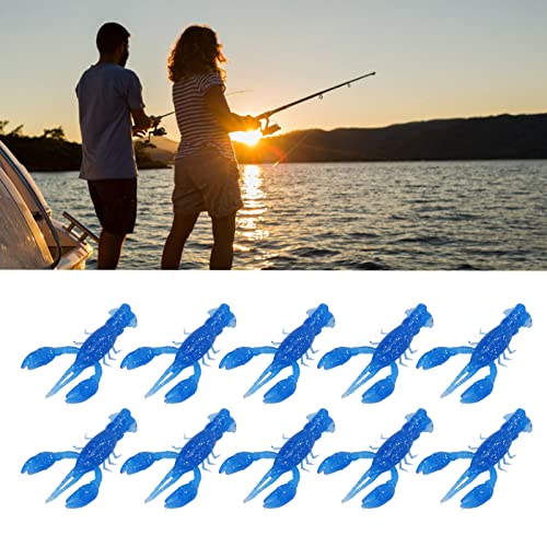 10PC Soft Fishing Lure Crawdad Bait Creature Baits Fishing Lure Set Bass Fishing Lures Soft Plastic Fishing Lures PVC Shrimp Artificial Soft Lure Baits Crawfish Bait Shrimp - color: Blue
