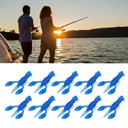 10PC Soft Fishing Lure Crawdad Bait Creature Baits Fishing Lure Set Bass Fishing Lures Soft Plastic Fishing Lures PVC Shrimp Artificial Soft Lure Baits Crawfish Bait Shrimp - color: Blue