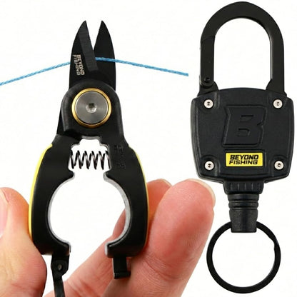 Beyond Fishing Quick Snips Fishing Line Cutter – Braid Scissors, Fishing Line Clippers with Retractable Lanyard & Clip – Fishing Scissors for Braided Line, Fluoro & Mono, Compact Fishing Line Snips