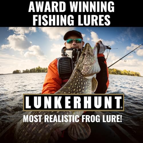 LUNKERHUNT Frog Lure for Bass Fishing | Pocket Frog Fishing Lure 1.75 Inch | Topwater Fishing Lures, Soft Hollow Body, Weedless Hooks for Trout, Pike in Saltwater and Fresh Water - style: Croaker