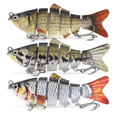HADORAM Lure Slow Sinking Glide Bait with Fur Tail Lifelike Fishing Tackle for Trout Shad Bass Musky - color: 3.9in-3Pcs