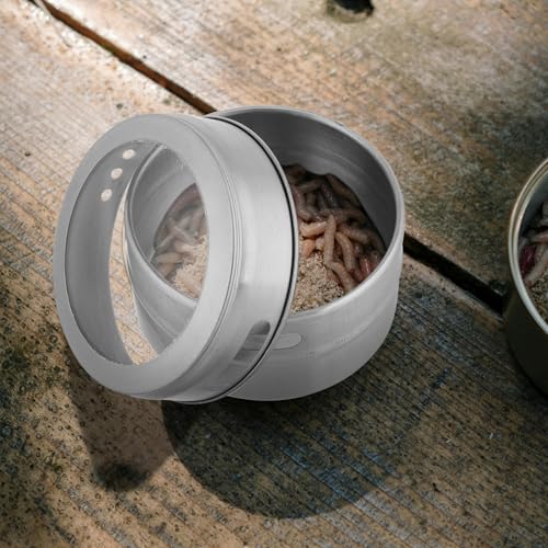 Alasum Stainless Steel Bait Storage Box Round Worm and Maggot Holder Portable Fishing Tackle Storage Case for Outdoor Camping and Live Bait Preservation