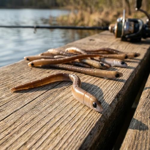 10Pcs 3.74" Soft Fishing Lures, Lifelike Earthworm Artificial Plastic Baits for Bass