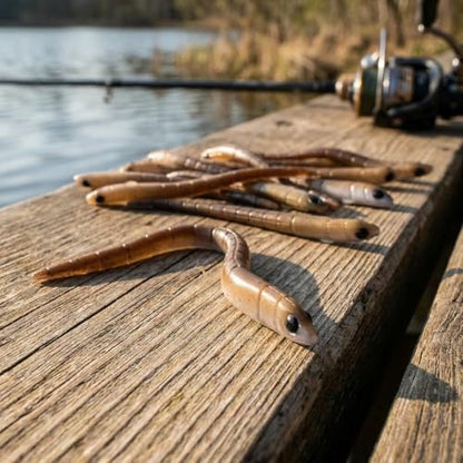 10Pcs 3.74" Soft Fishing Lures, Lifelike Earthworm Artificial Plastic Baits for Bass