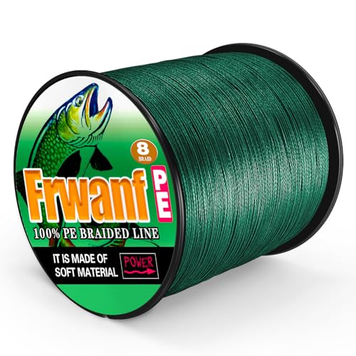 Braided Fishing Line 8 Strands of Super Strong PE Fishing line Extreme Power Fishing Braided line is Used for Saltwater and Freshwater Fishing - color: Moss Green, size: 6LB 0.10MM-109Yds