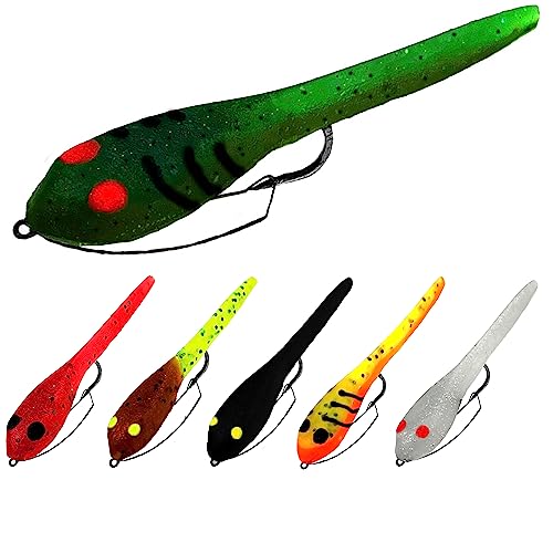 DELONG LURES 3" Weedless Tadpole Fishing Lures for Bass, Crappie, Bluegill, Perch, and Trout, Slow Sinking Life Like Fishing Baits Scented Pre Rigged Fishing Gear - color: Variety