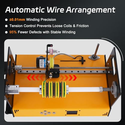 Automatic Winding Machine 900RPM Meter Winder Machine with Auto-Wire Alignment, Compatible with 18-46AWG Wire, Ideal for Fishing Lines, Silk Threads