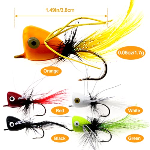 Fly Fishing Poppers Fly Fishing Dry Flies Topwater Fishing Lures Bass Popper Flies Bugs Lures Panfish Bait Fly Trout Bobber Flies Kit for Bass Trout Panfish Bluegill Salmon - color: A: 10pcs Fly Fishing Poppers