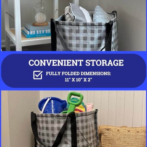 DURASACK Heavy Duty Storage Tote Bag 22-Gallon, Gingham Gray | Rugged Woven Polypropylene Moving Bag, Reusable Self-Standing Design, Holds up to 500 Pounds - color: Gingham Gray, size: Single